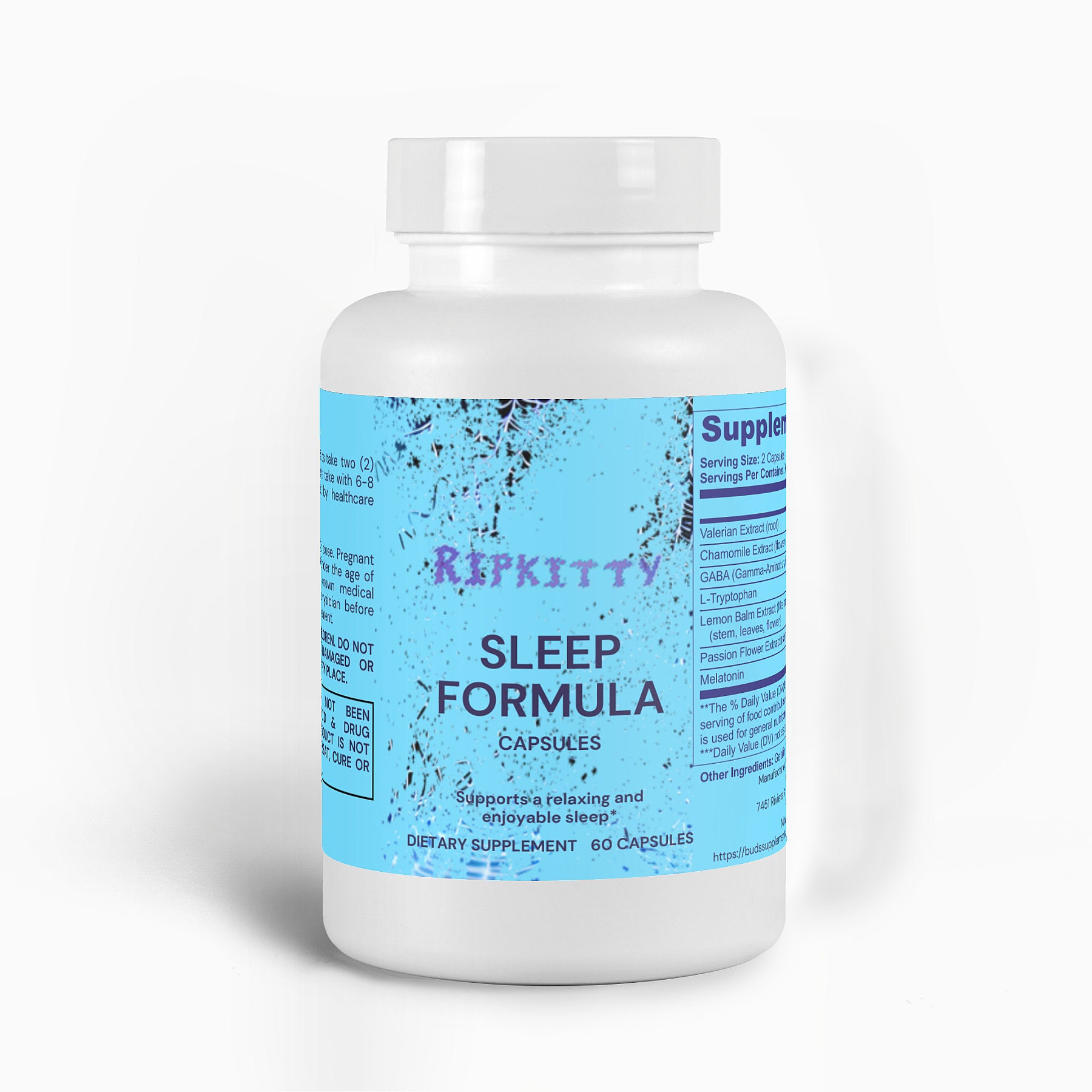 Ripkitty Deep Slumber: Valerian & Melatonin Sleep Sand (60 Capsules)