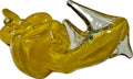 Ripkitty 5" COBRA glass pipe in amber gold — coiled snake body with glass bead eyes and clear fang accent, white background