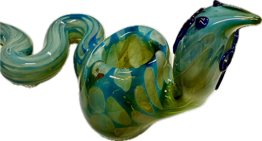 Ripkitty 5" COBRA glass pipe — deep teal-green cobra — showing color variety, white background