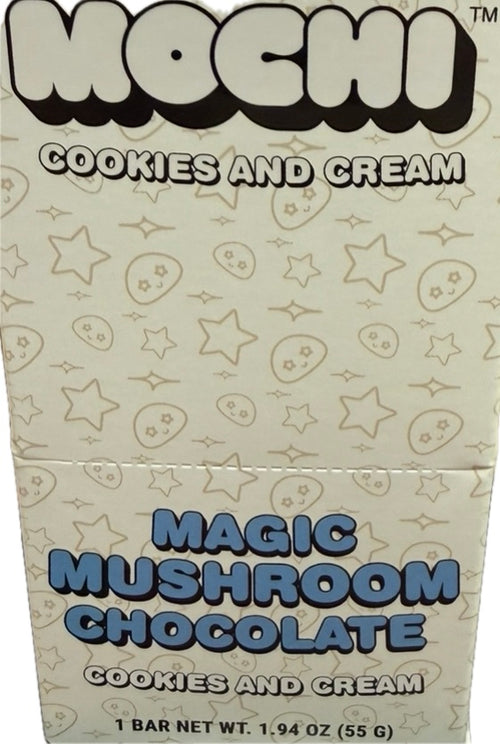 Box of Mochi Magic Mushroom Chocolate with cookies and cream flavor